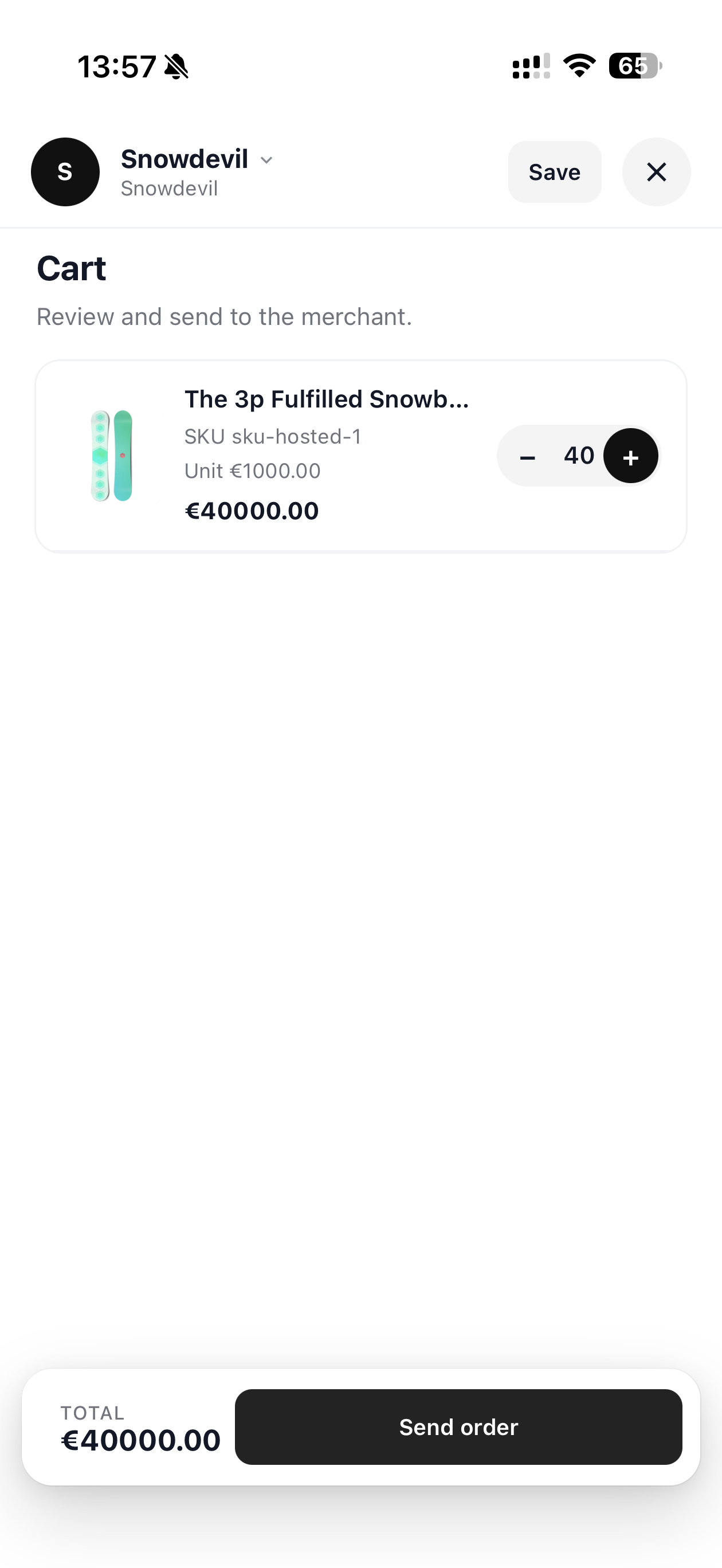 Soryk sales rep app — cart and order placement